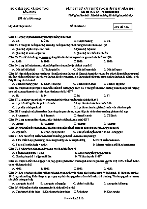 Đề thi thử Tốt nghiệp THPT môn Sinh học - Mã đề 216 - Năm học 2020-2021 - Sở giáo dục và đào tạo Bắc Ninh (Có đáp án)